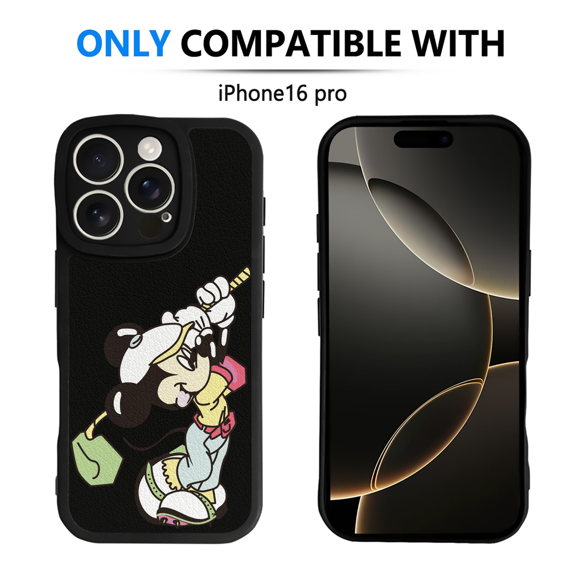 （画像用） ミッキーマウス Mickey Mouse 【iPhone 16シリーズ対応】シリコンスマホケース（レザー調） 材質：シリコン